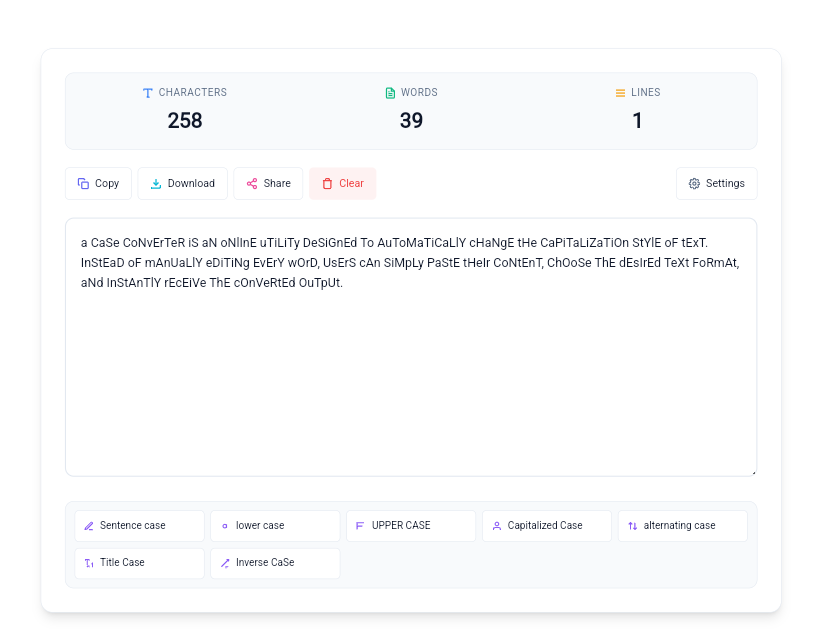 Online Text Case Converter Tool Interface 

