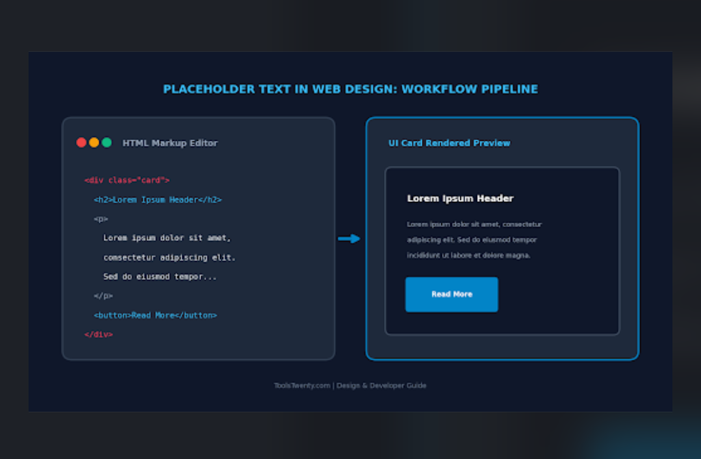 Placeholder Text in Web Design wireframe prototype on a laptop screen